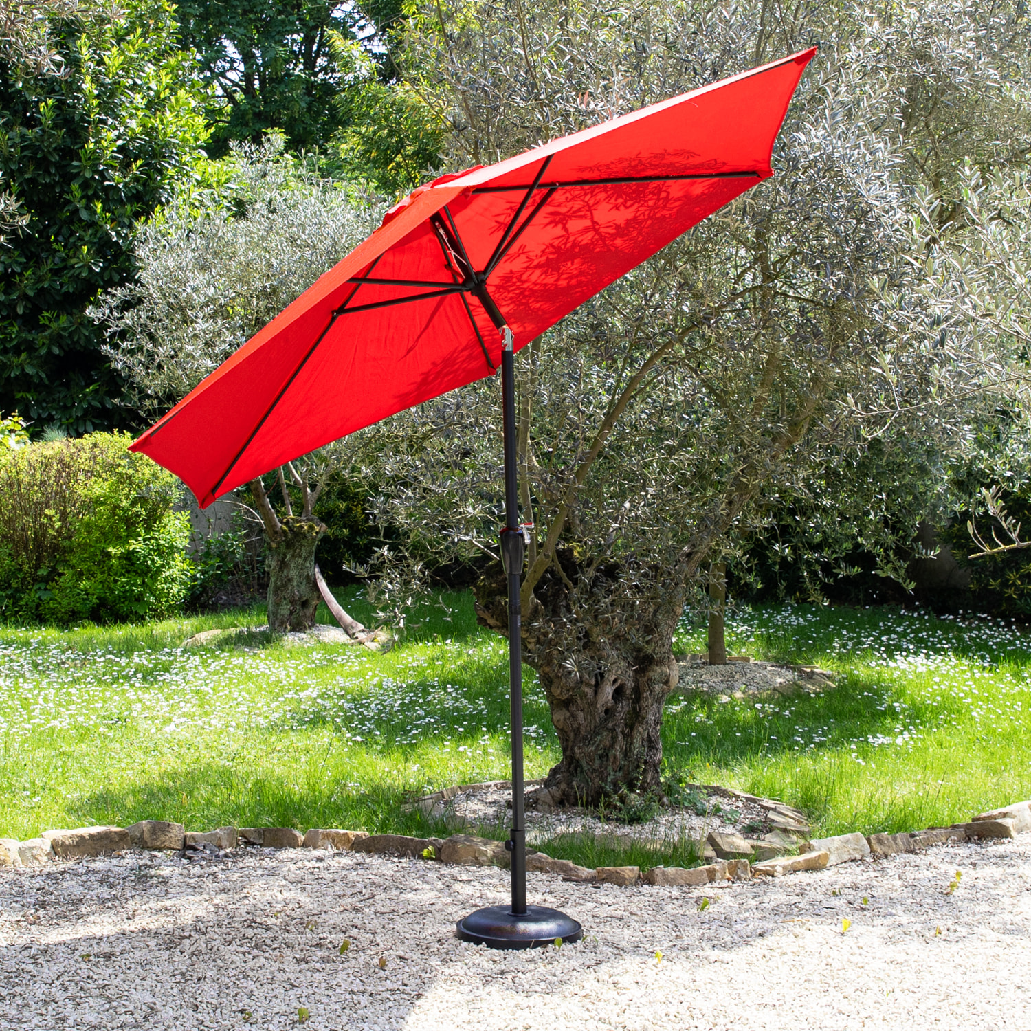Parasol droit HAPUNA rond - Rouge