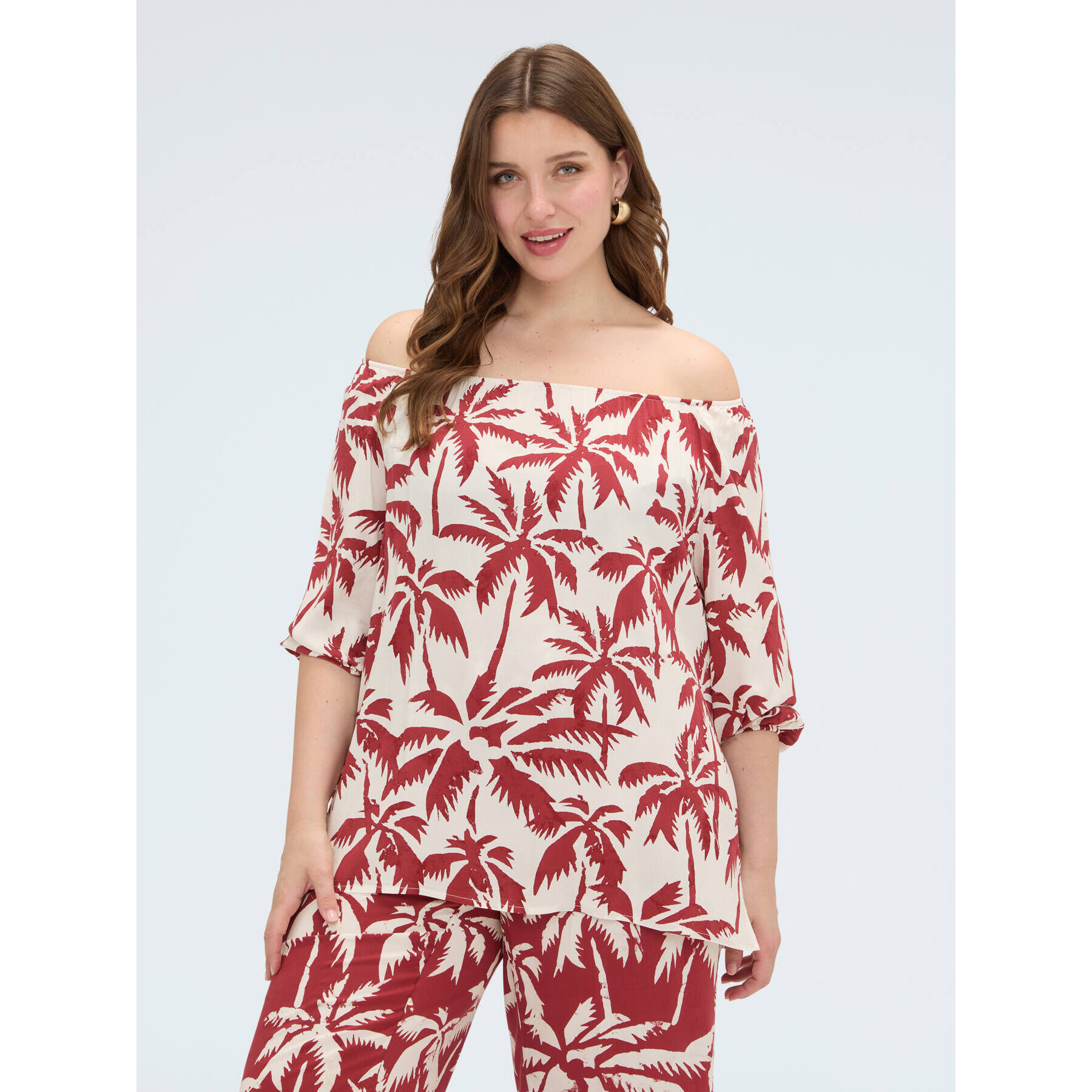 Fiorella Rubino - Blusa off-shoulder con estampado - Blanco