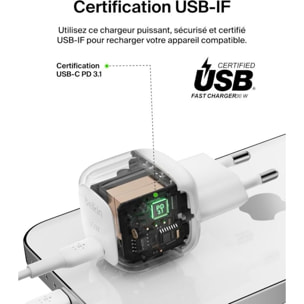Chargeur BELKIN 30W USB charge rapide PPS Blanc