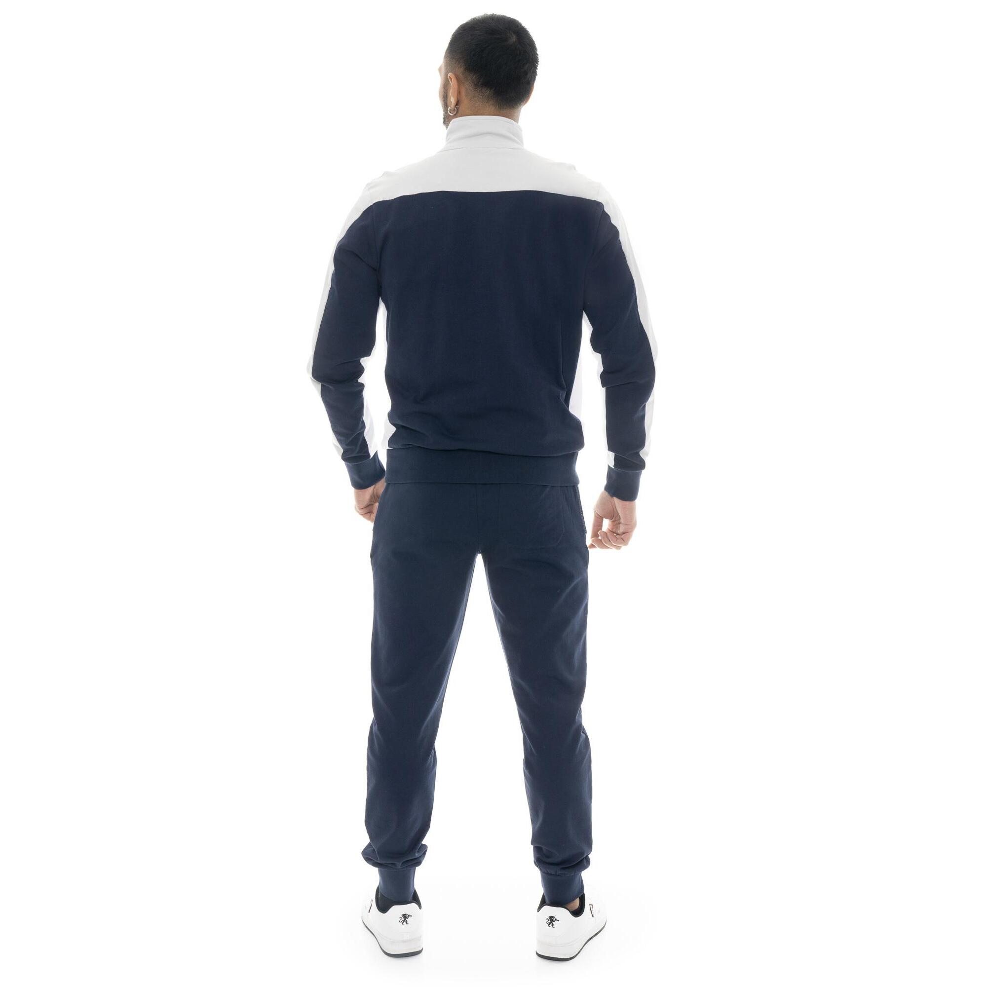 Tuta da uomo in cotone non garzato con colletto e zip Leone Basic