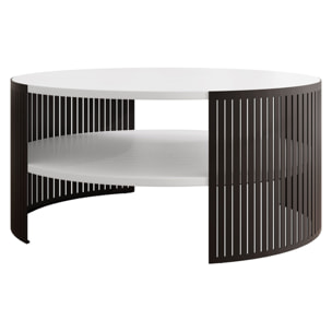 Cruz - table basse ronde - blanc et noir - 1 niche - 75 cm - Blanc / Noir