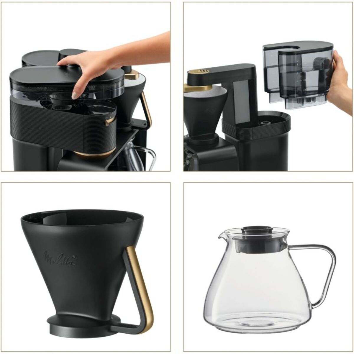 Cafetière filtre MELITTA EPOS avec broyeur intégré Schwarz-Gold