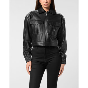 PHILIPP PLEIN Bomber de cuero SIGNATURE