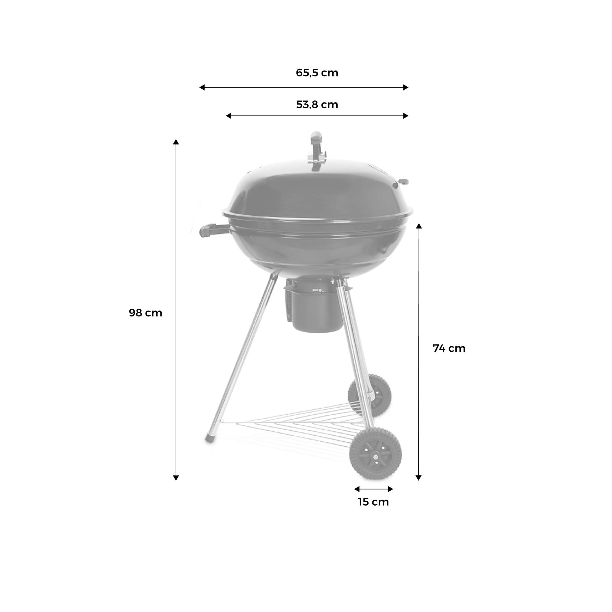 Barbecue charbon de bois Ø57cm - Georges - Noir émaillé. barbecue avec aérateurs. émaillé. fumoir. récupérateur de cendres