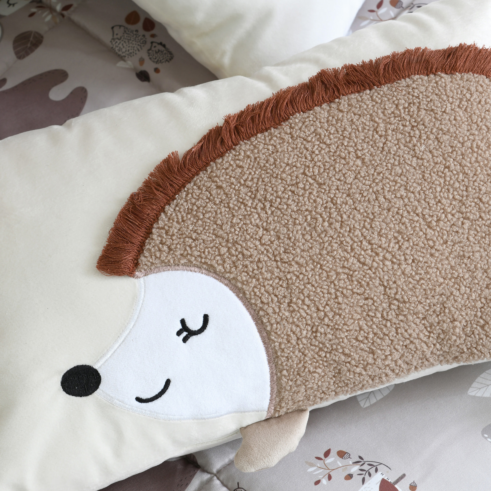 Coussin rectangulaire enfant hérisson - Naturel