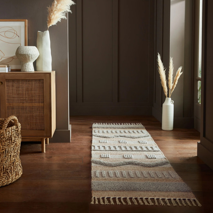 Tapis en jute de couloir MEDINA Gris