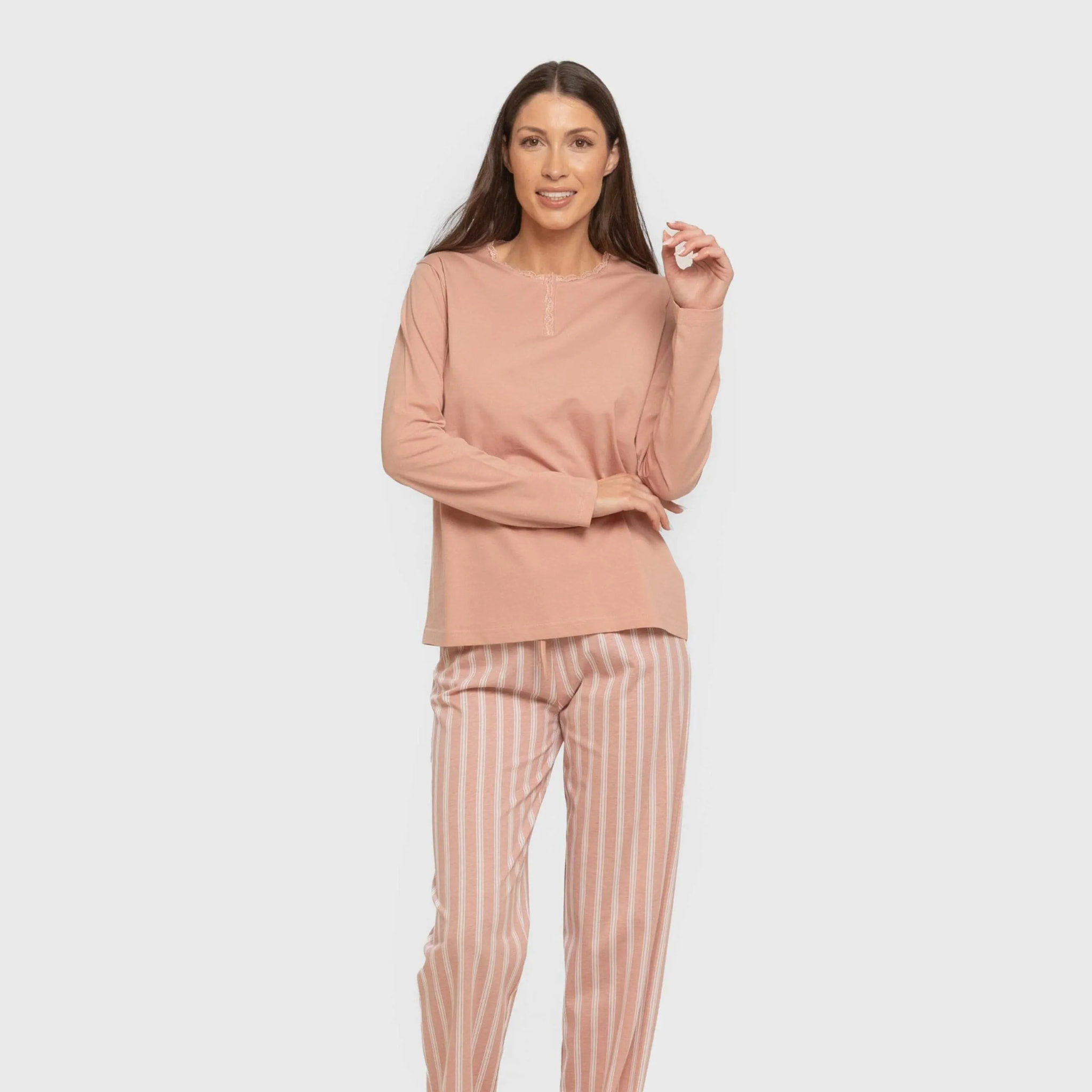 Pijama largo algodón Raya Marsella Rosa keike