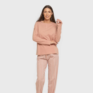 Pijama largo algodón Raya Marsella Rosa keike