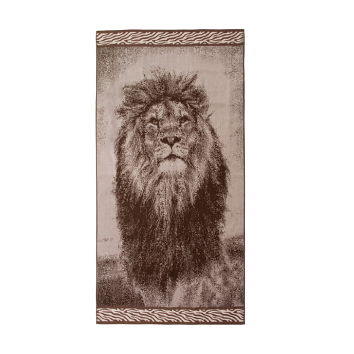 Telo Mare Spugna Jacquard Spiaggia Disegno Safari