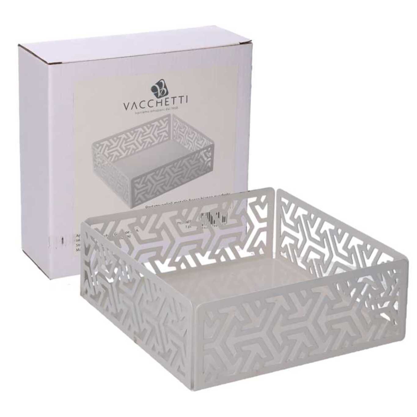 Portatovaglioli in metallo frecce bianco quadrato cm16,5x16,5x5,5