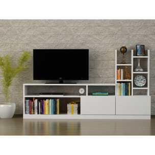 Mobile porta TV Dbrignol, Credenza da soggiorno, Armadio basso per TV, Base parete attrezzata, 164x25h91 cm, Bianco