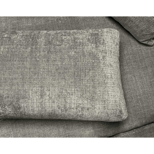 Miro - Canapé d'angle gauche 4 places convertible avec coffre en velours texturé - Gris