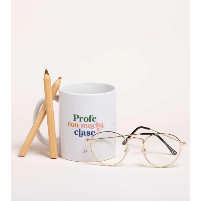 Taza "Profe con mucha clase"