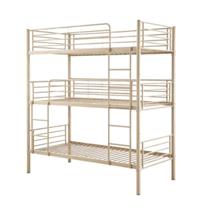 Lit superposé en métal triple "HAVIN" - 90 x 190 cm - Taupe