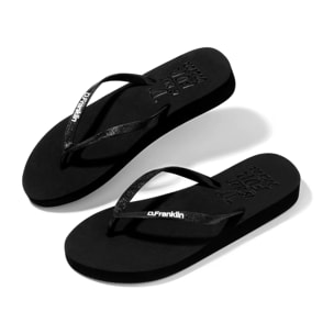 Sandalias de Mujer Flip Flop Glitter en Negro D.Franklin