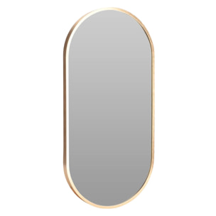 WELL HOME Espejo ovalado 30x60cm marco de madera en acabado dorado, con gancho trasero para pared ideal para dormitorio o pasillo