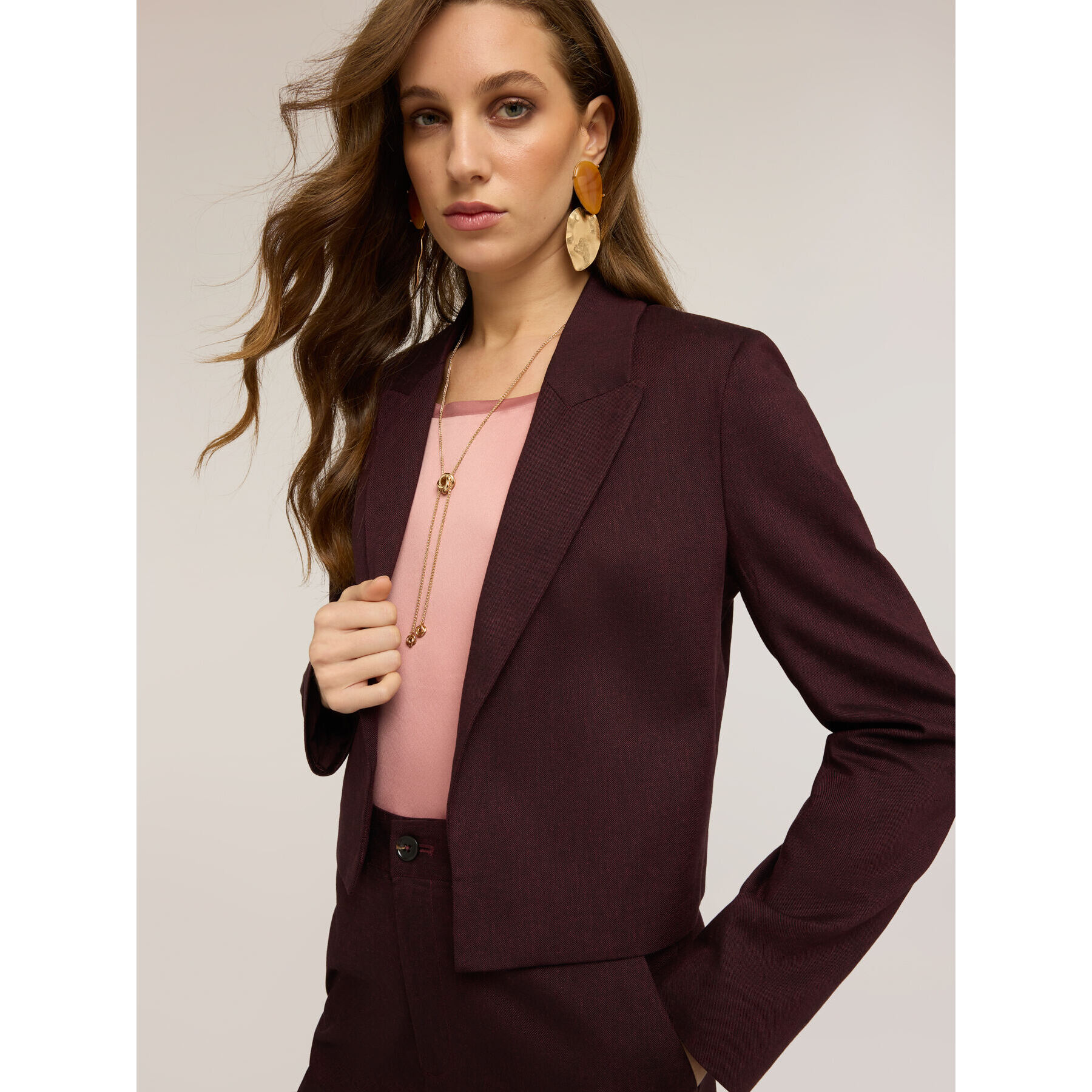 Motivi - Chaqueta corta mezcla de lino - Burgundy