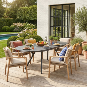 Table de jardin ovale extensible aluminium 10 places METORA