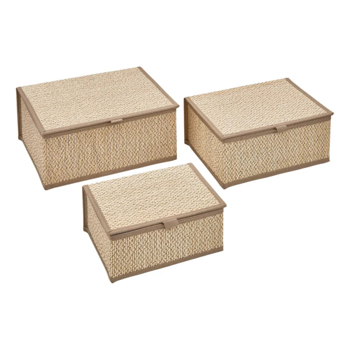 Lot de 3 paniers Stemy L25/30/33,5cm marron et beige