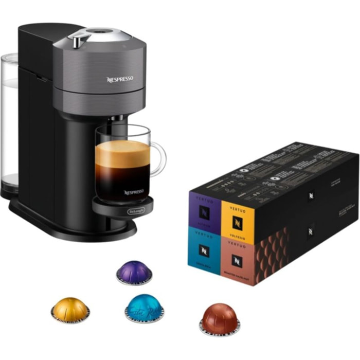 Nespresso machine à capsules Vertuo Next gris +52 caps ENV120.GY