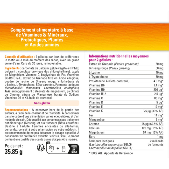 VITAMIN'22 - Specific Femme - A base de 14 vitamines et minéraux - Action fortifiante et anti-fatigue - Fabriqué en France - Cure de 60 jours - Lot de 2