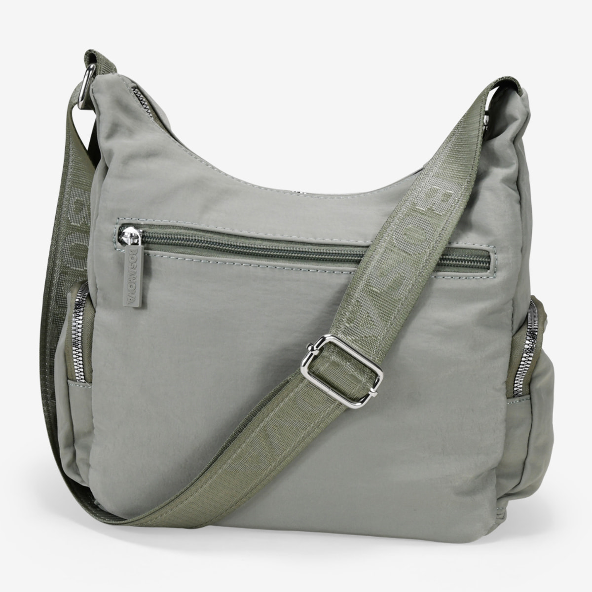 Bolso bandolera taupe con cremalleras