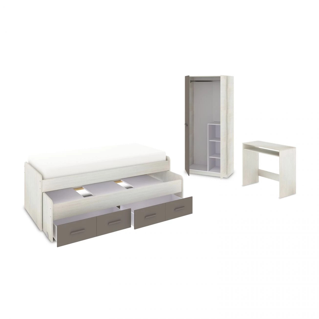 Dormitorio juvenil Axim Max Blanco Alpes - Basalto