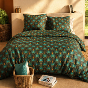 Parure housse de couette imprimé 100% coton - romana - noir