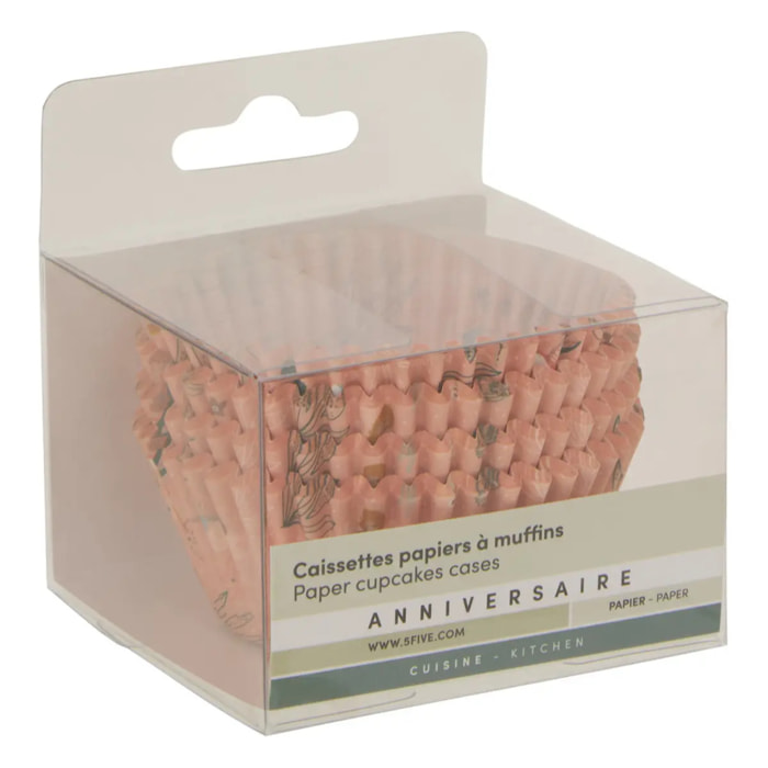 Caissettes papier à muffins Anniversaire D7,5cm rose