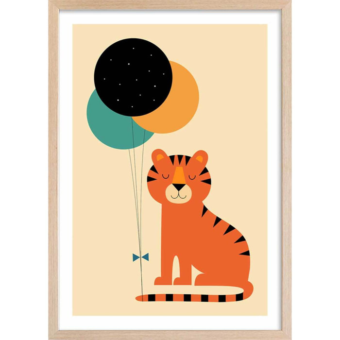 Affiche  circus tiger Affiche + cadre en bois - Chêne