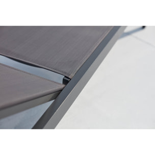 Lot de 2 transats avec roulettes gris foncé PEROU