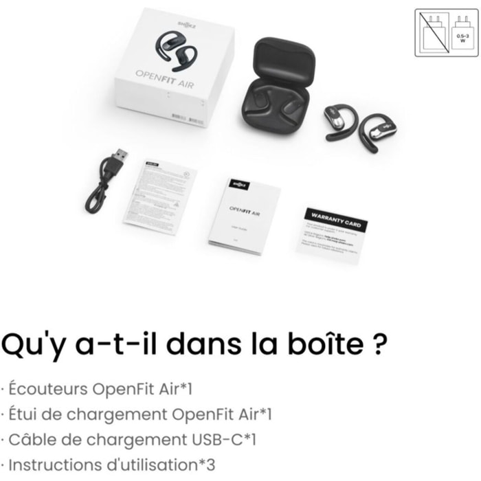 Ecouteurs SHOKZ OpenFit Air Noir