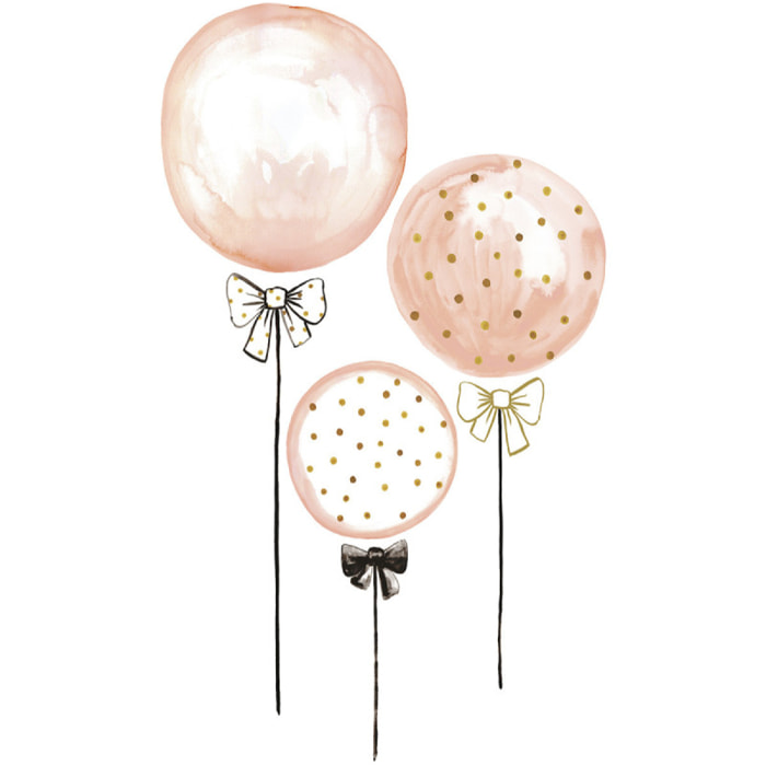Sticker Lilipinso Ballons Roses & Pois Dorés 50 x 85 cm