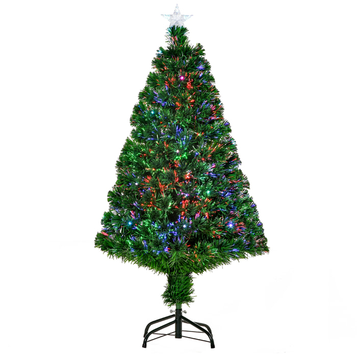 Árbol de Navidad 120cm Artificial Árbol de Pino Decoración Navideña con 16 LED de 3 Colores 130 Ramas Verde