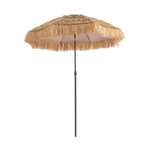 Parasol paille droit acier imitation bois, exotique MONACO