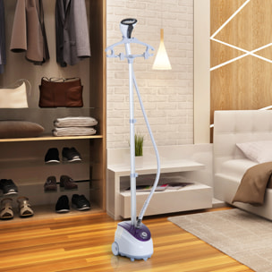 HOMCOM Défroisseur vapeur vertical défroisseur à vêtements 1,8 L 1800 W débit vapeur 30g/min tige telescopique blanc violet