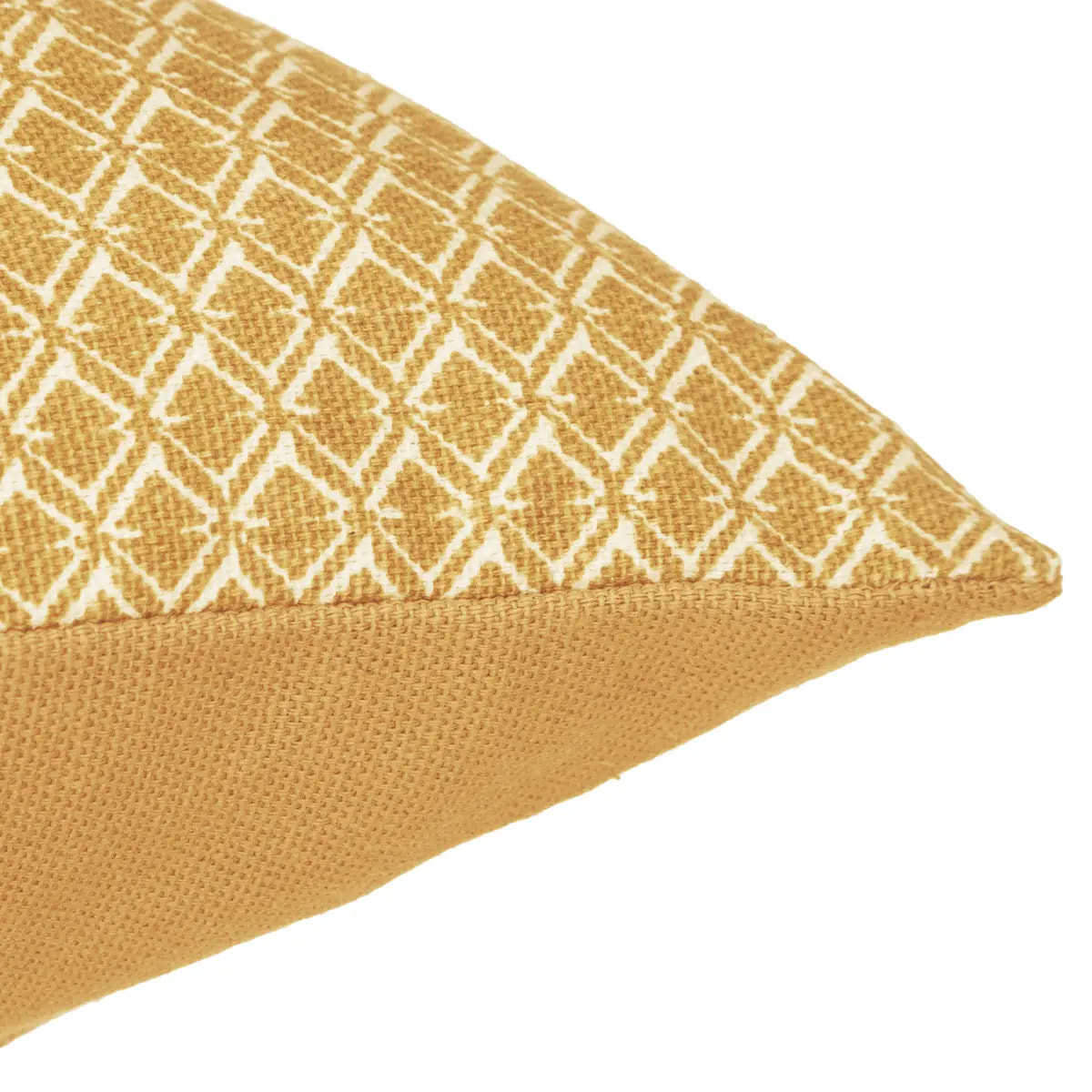 Coussin - motifs otto - coton - jaune ocre - 38x38 cm