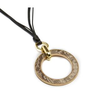 Collar de Cuero Negro acabado en oro amarillo de 18K