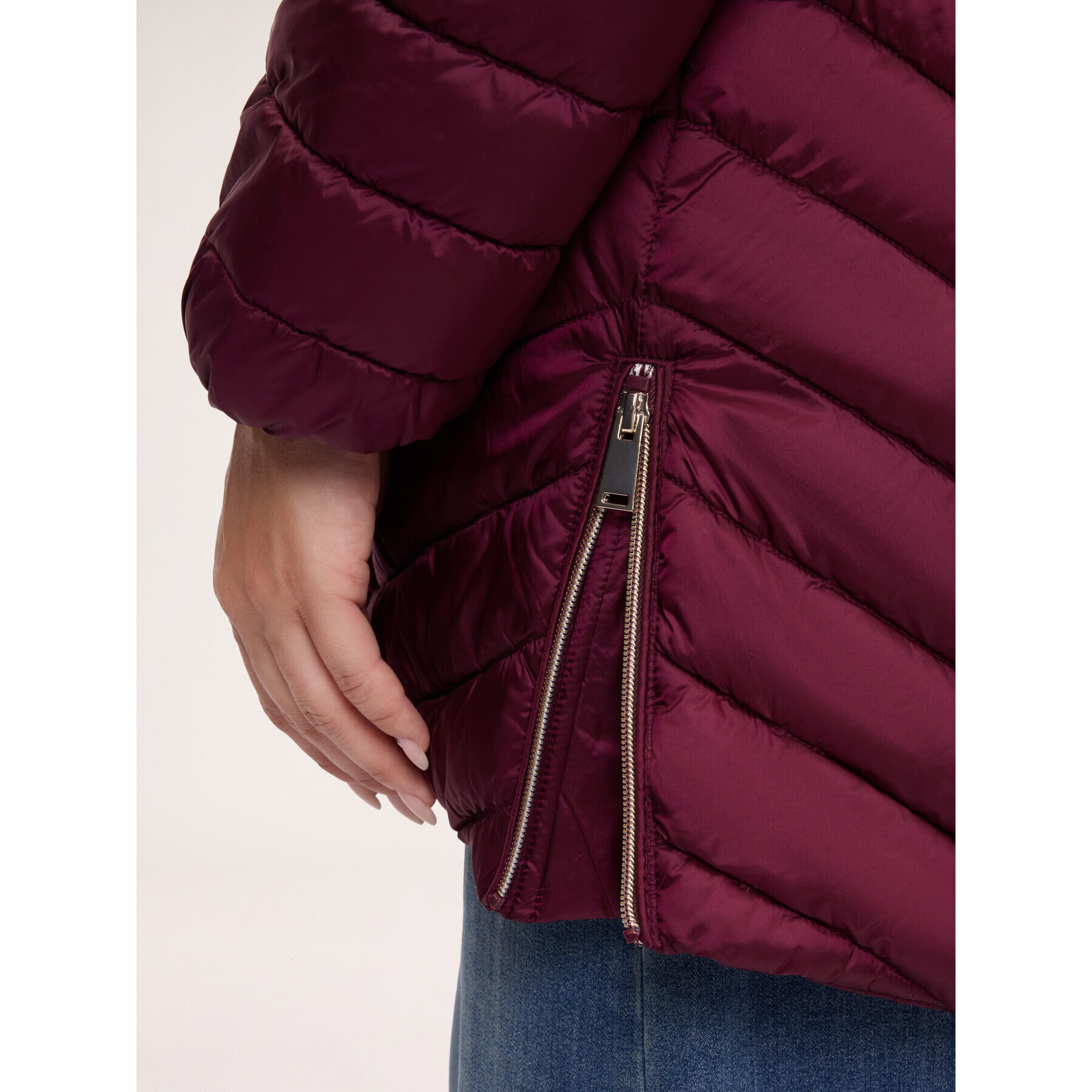 Fiorella Rubino - Piumino lightweight lungo con trapuntatura a chevron - Bordeaux