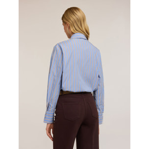 Motivi - Camicia a righe con cravatta strass - Azzurro