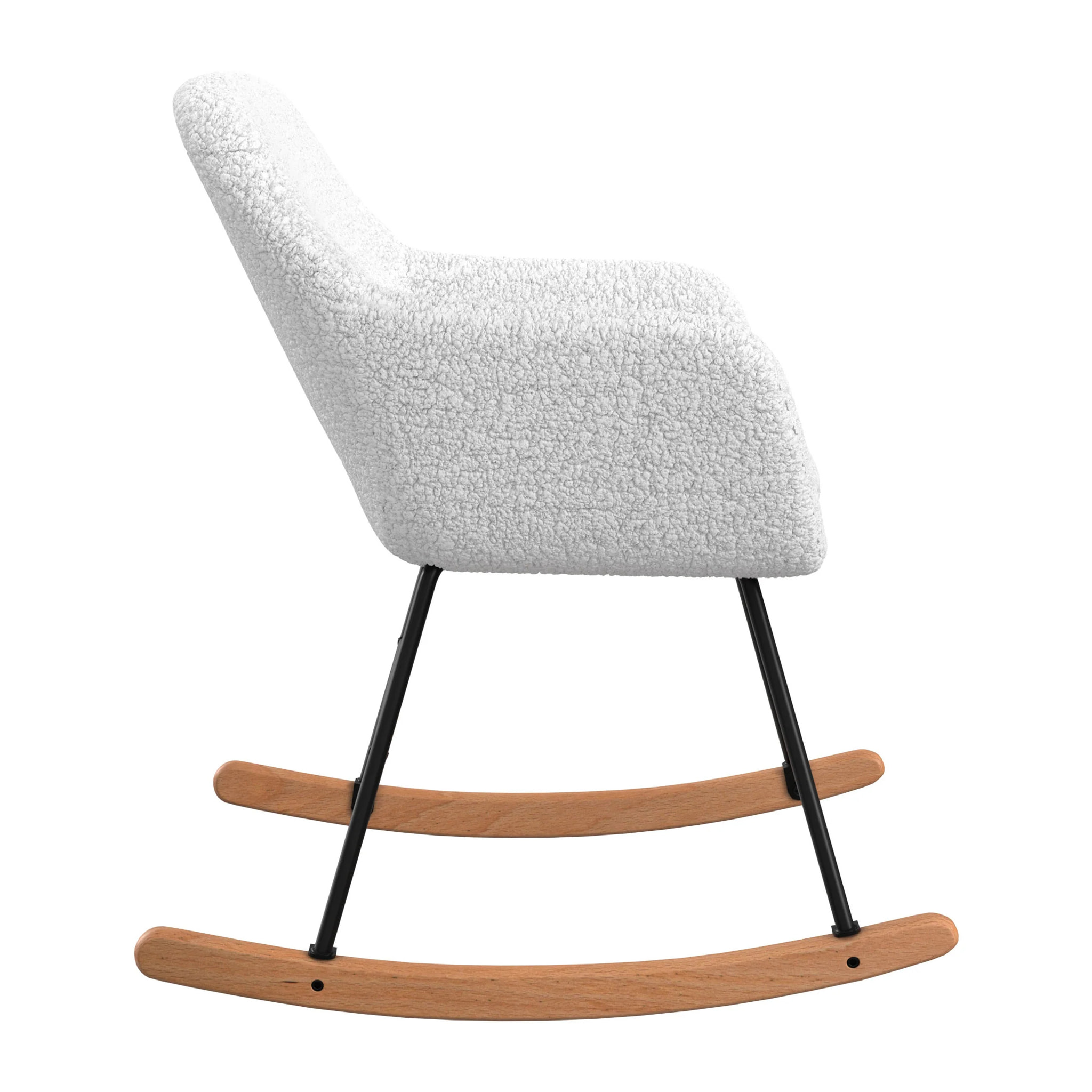 Rocking-chair en tissu bouclé blanc - Isola