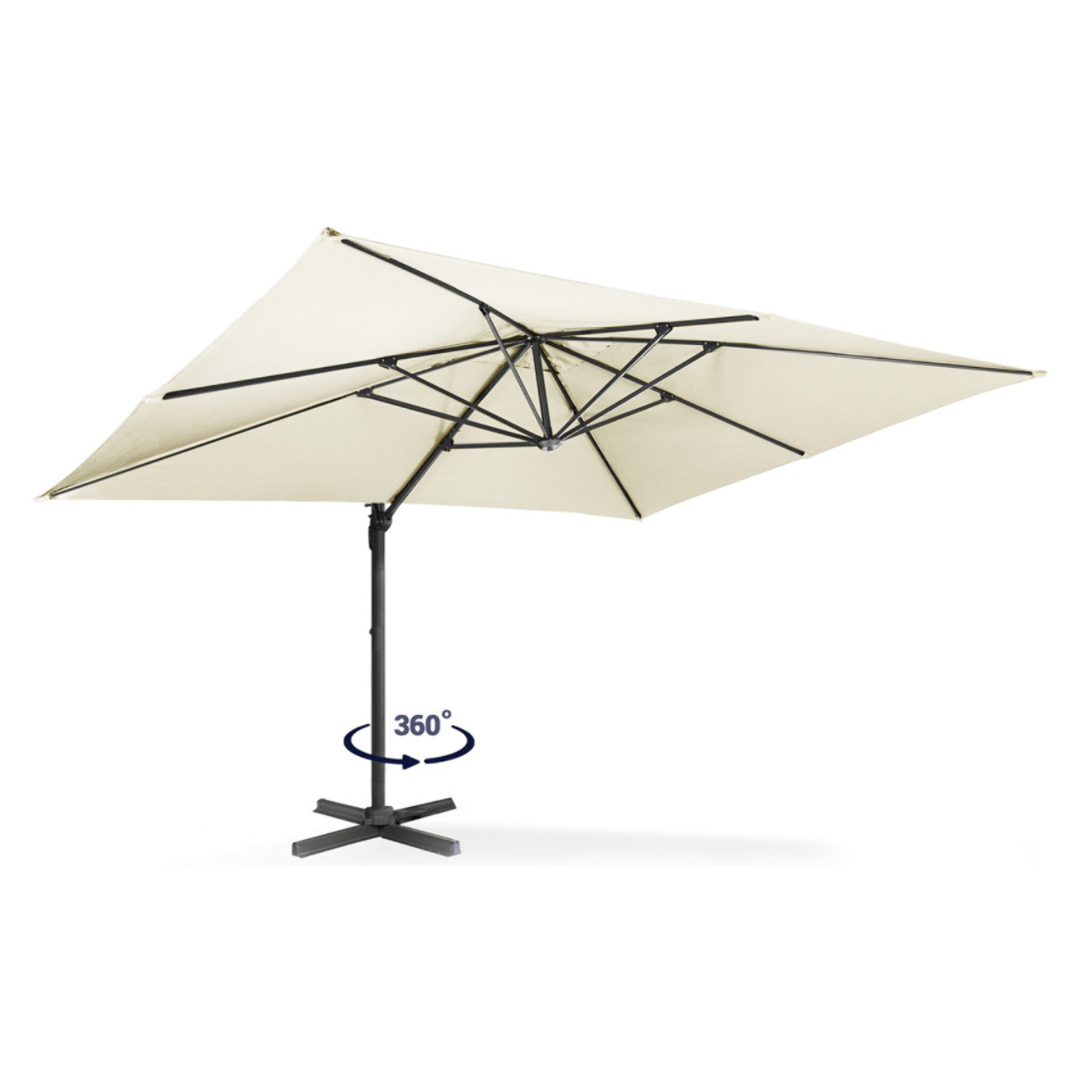 Parasol Sombra 360° rectangle avec housse de protection - Crème