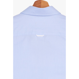 camicia uomo 1 bottone button down slim Jacquard Fantasia Celeste/Celeste