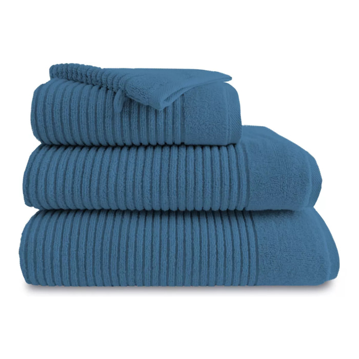 Gant de toilette pur coton 560 g/m² uni bleu Vitae denim