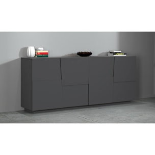 Credenza Ddambrosi, Buffet da soggiorno, Madia da salotto moderna con 4 ante, 200x44h86 cm, Antracite