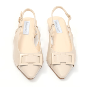 Ballerine slingback in simil pelle con dettaglio sulla punta