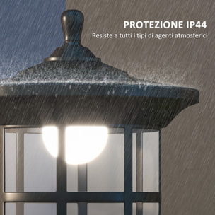 Outsunny Lampione Solare da Giardino Alto 184cm con Luce LED Bianco Freddo e IP44, Nero