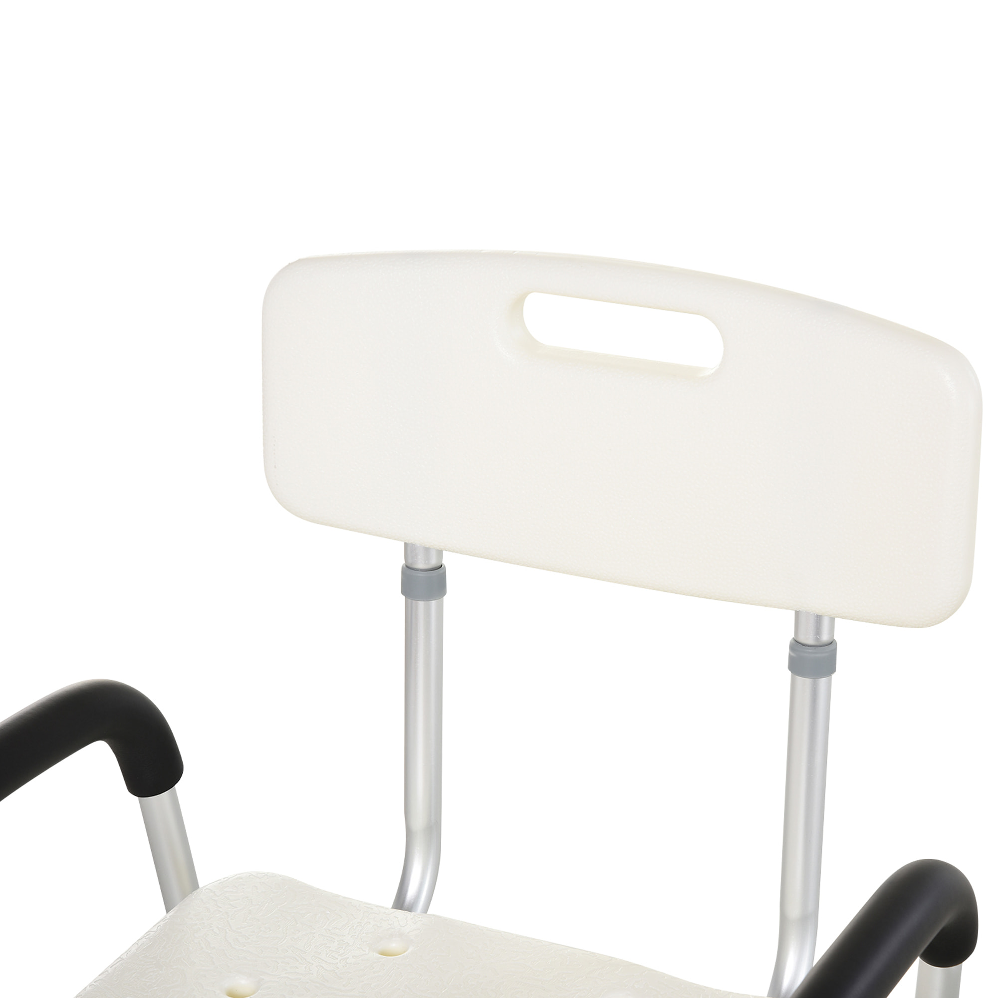 Chaise de douche siège de douche ergonomique hauteur réglable pieds antidérapants dossier accoudoirs amovibles charge max. 136 Kg alu HDPE blanc