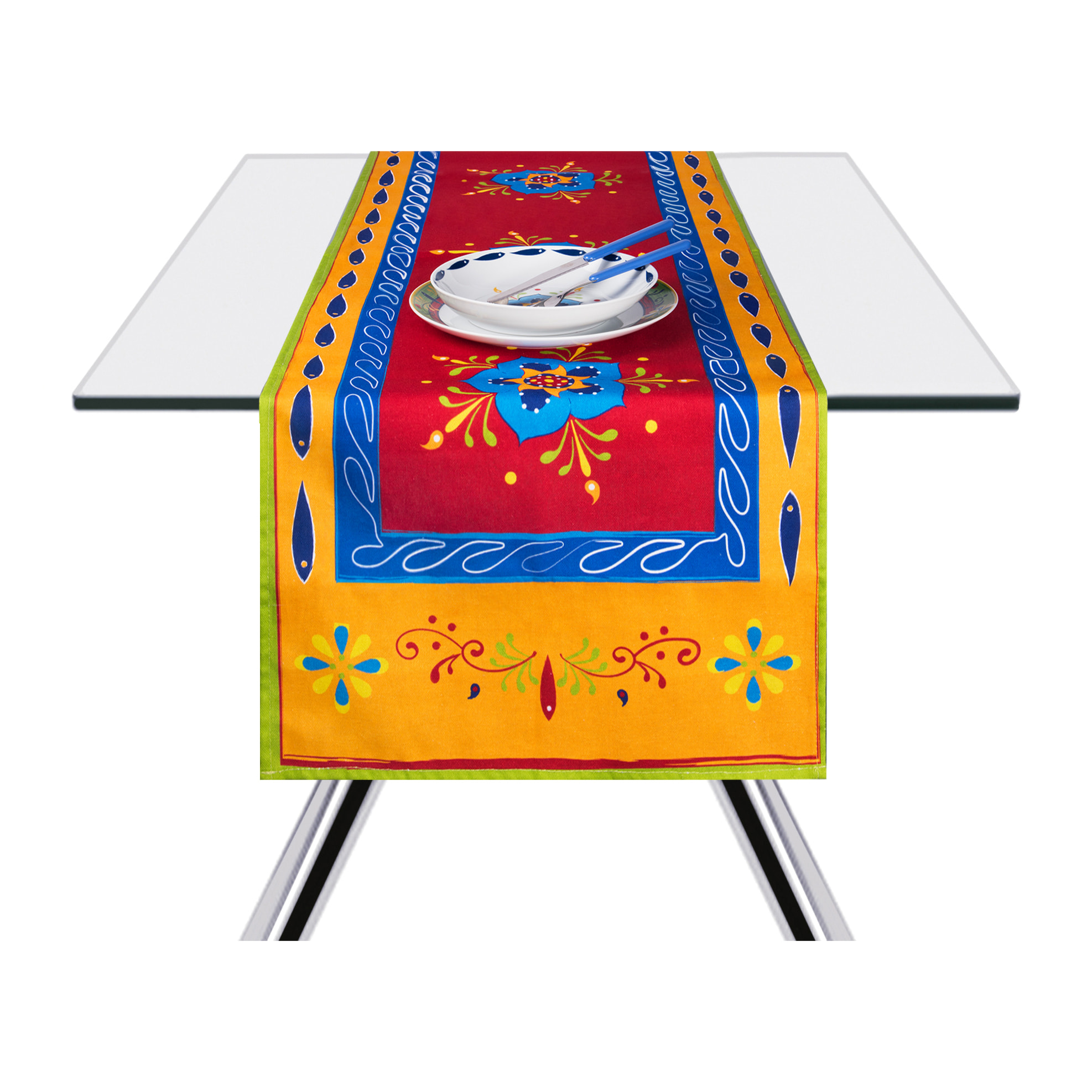 Chemin de Table 45x140 cm Excelsa – Tex Mex, Coton Multicolore