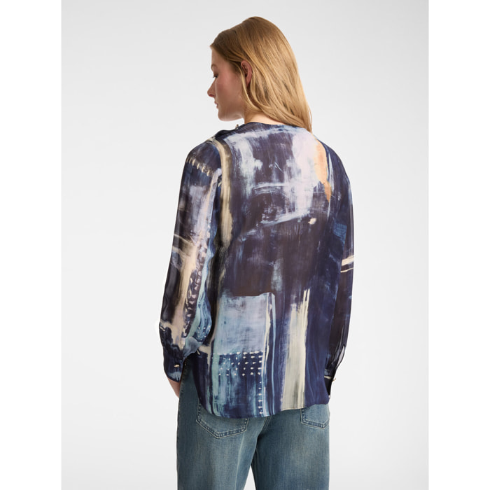 Elena Mirò - Blusa in georgette stampata - Blu
